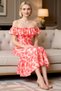 Women's Midi Dress Carmen Collar Sleeveless Flounced Skirt Open Waist Floral Pattern Chiffon Woven Casual - 3