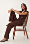 Modal Top and Bottom Set with Gold Accessories Lnt0035 Brown - 3