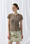 Linen Short Sleeve Knitwear Cardigan - Brown - 4