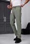Men's Khaki Relaxed Fit Elastic Waist Lace-Up Jogger Fabric Trousers with Side Pockets - 3