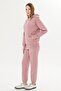 Women's Cotton Hooded Sweatshirt Set with Pockets Pink 8513-P - 5
