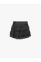 Slim Fit Belted Layered Voluminous Ruffled Polka Dot Tulle Mini Skirt - 3