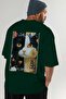 33 Cats for Cat Lovers Printed Green Oversize T-Shirt 100% Cotton Unisex Cat Lover Premium Design - 7