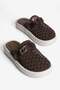 Women's Mesh Knitted Slippers with Gold Buckle, Daily Stylish Louria Brown