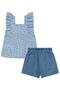 Floral Printed Set for 6-9 Years Old - Blue - 4