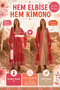 Red Floral Viscose Kimono Dress Summer Long Double Breasted Collar Belted Bohemian Model - 6