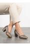 Women's Platinum Thick Heel Comfortable Fit Heeled Shoes