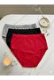 3 Pieces Plus Size Ribbed Women's Bikini High Waist Panties - 2