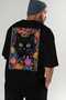 For the Love of Cats 52 Cats Printed Black Oversize T-Shirt 100% Cotton Unisex Cat Lover Premium Design - 8