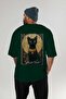 75 Cats for Cat Lovers Printed Green Oversize T-Shirt 100% Cotton Unisex Cat Lover Premium Design - 4