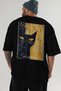 73 Cats for the Sake of Cat Love Printed Black Oversize T-Shirt 100% Cotton Unisex Cat Lover Premium Design - 6