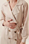 Women's Double-Breasted Collared Belted Beige Trench Coat - 8
