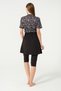 Women's Short Sleeve Semi-Covered Hijab Swimsuit with Tights Bonnet Suit Short Arm Swimsuit - 7