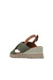 Khaki Suede-Leather Women's Wedge Heeled Sandals - 4