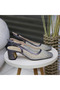 Platinum Stone Tulle Slingback Women's Thick Heeled Evening Dress Shoes - 4