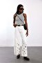 Ecru Floral Embroidered Wide Leg Jean 8272 - 3