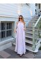 Pink Drawstring Collar Scarf Long Dress - 3428