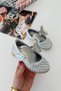 My Little One's Glittery Mermaid Bow and Shiny Patterned Girls' Ballerina Flats - Gray