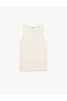 Cotton Crew Neck Sleeveless Athlete Blouse with Crochet Detail - 3
