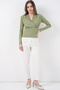 Women's Padded Double Breasted Collared Blouse 1442 - E.Green - 2