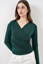Women's Wrap Collar Sandy Blouse 1439 - Emerald Green - 5