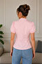 Gathered Collar Balloon Sleeve Women's Shirt - 2