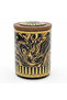 Black & Gold Marble Ceramic Canister with Wooden Lid | 15×10 cm | Premium Kitchen Storage