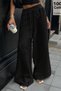 Women's Muslin High Waist Wide Leg Pants with Elastic Waistband - 4