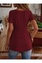 Women's Short Sleeve Round Neck Buttoned Front Asymmetrical Cut Detailed Viscose Blouse - 3