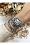 Snake Model Stone Silver White Dial Steel Women Wrist Watch