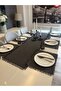 Linen 7 Piece Tassel Detailed Anthracite Smoked American Service Set - 3