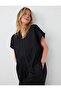 Black 100% Linen V-Neck Midi Dress - 4