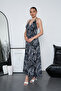Long Oversized Dress with Halter Neck Detail and Backless Slit - 2