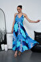 Long Oversized Dress with Halter Neck Detail and Backless Slit
