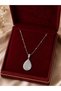 Jewelry Store Model Shiny Stone Motif Drop Steel Necklace (Silver Color) - 3
