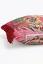 Floral Headed Woman Figure Fringed Throw Pillow Cover - Fuchsia Pillowcase with Red Tassels - 6