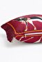 Fringed Throw Pillow Cover with Long Horned Goat Figure - Red Pillowcase with Burgundy Tassels - 6