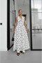 Ecru Nuru V-Neck Polka Dot Linen Dress