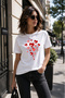 Women's Heart T-Shirt, Casual Comfortable White Heart T-Shirt, Group T-Shirt, Unisex White T-Shirt, Crew Neck T-Shirt - 2