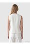 Vizyon New Season V-Neck Linen Blend Women's Classic Vest - 4