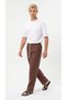 Men's Brown Linen Muslin Trousers Lightweight Fabric Comfortable Fit Baggy with Back Pockets - 5
