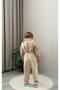 Cream Baby Boy Salopet Set with Gingham Shirt and Bow Tie for Special Occasions - 6