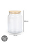 Set of 4 Bamboo Vacuum Lids 800 ml Glass Jars with Transparent Labels for Tea, Sugar, Coffee, Salt Storage Jars - 4