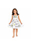 Girl's Strappy Bowknot Layered Ruffle Patterned Summer Dress