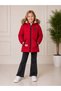 Girls' Fur-Lined Hooded Inflatable Coat Winter Plush Lined Long Coat Water Repellent 7-14 Years Old - 2