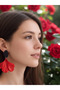 Black - Red Leaf Dangle Earrings Ginkgo Biloba Design Women's Earrings - 4