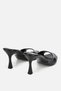 Women's black patent leather pointed toe high heel slippers - 3