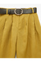 High Waist Double Wide Leg Linen Blend Trousers with Belt Detail - 5