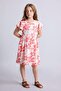 100% Cotton Crew Neck Patterned Short Sleeve Summer Dress for Girls B4339A826Sm - 2