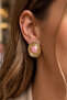Vintage Pink Enamel Striped Upright Ellipse Earrings - 3